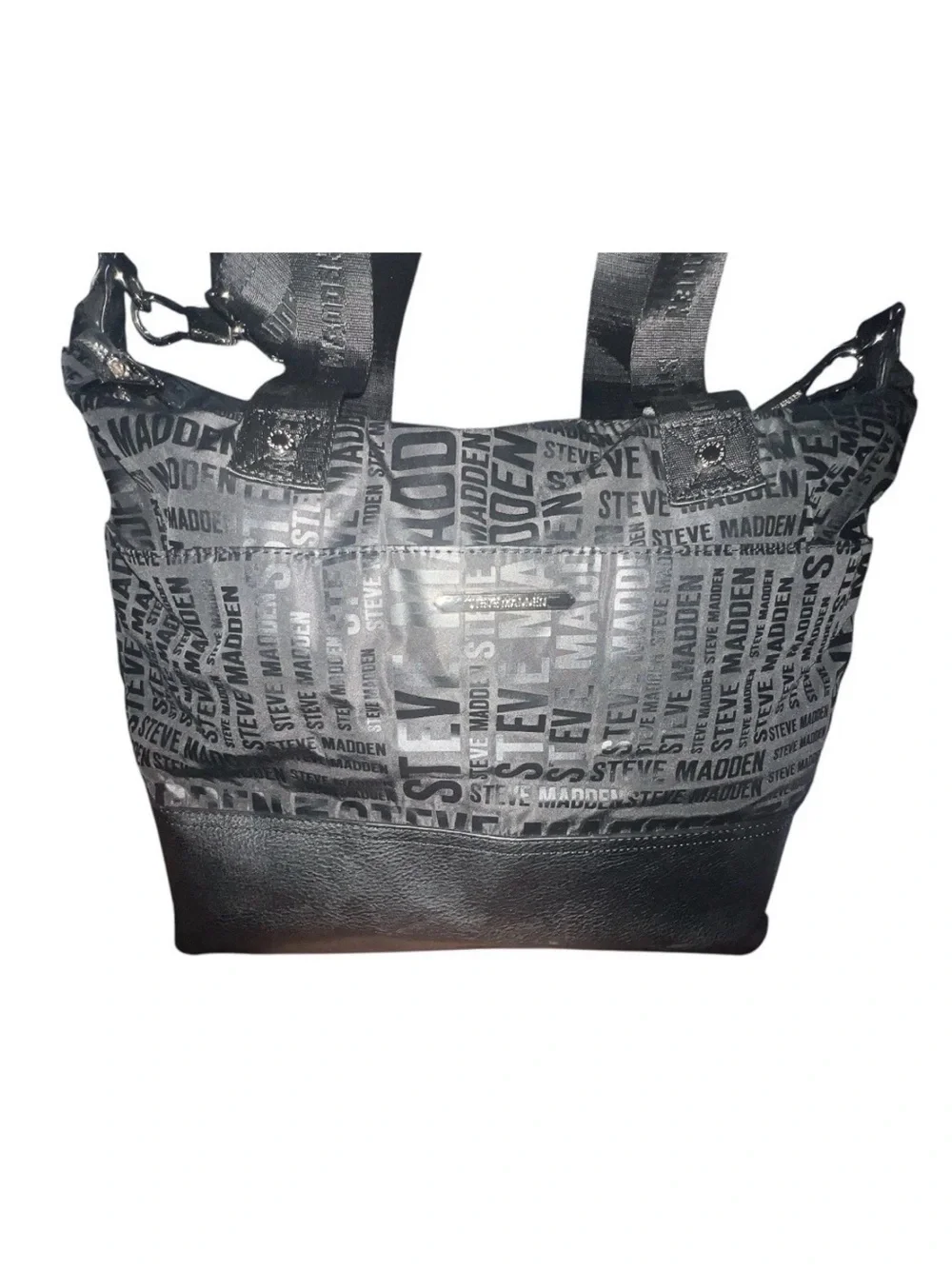 Steve Madden Black Logo Print Weekender Duffle Travel Bag